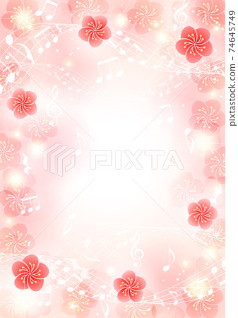 櫻花與音符的閃光背景垂直 櫻花與音符的閃光背景垂直 74645749
