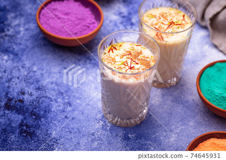 Traditional Indian drink thandai with saffron Traditional Indian drink thandai with saffron 74645931