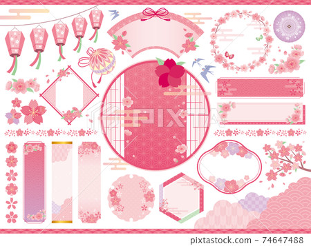 Spring Japanese style frame set without letters Spring Japanese style frame set without letters 74647488