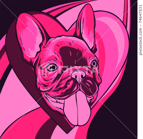 Cute puppy pug with heart vector illustration 74647831