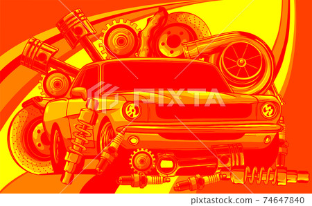 Vector illustration of Car Spares Frame and parts Vector illustration of Car Spares Frame and parts 74647840
