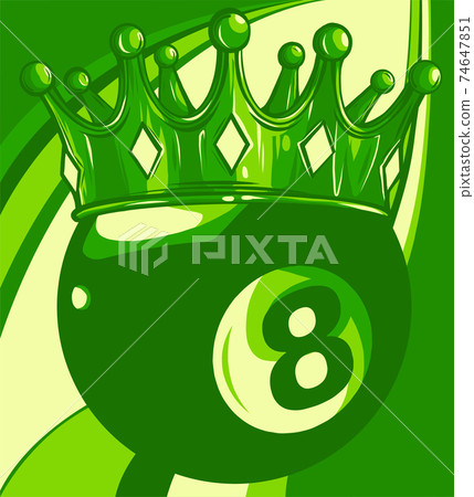 Gold crown on a billiard ball vector illustration 74647851