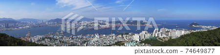 Panoramic photo of Busan Port from Yeongdo Island 74649877
