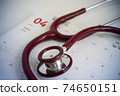 World Health Day Concept. Stethoscope on 7 April calendar 74650151