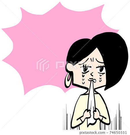 Shocked woman and speech bubble 74650331