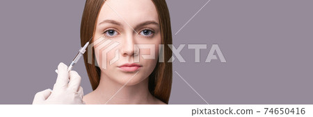 Closeup of rejuvenation eyes. Beauty female face. Plastic surgery. Healthcare Closeup of rejuvenation eyes. Beauty female face. Plastic surgery. Healthcare 74650416