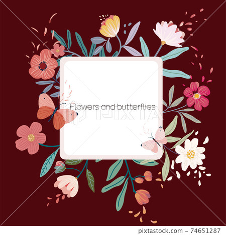 Beautiful wedding, women's day, flowers, butterflies, and leaves vector elements 74651287