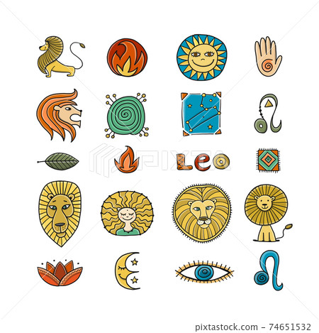 Leo Zodiac Sign. Icons collection for your design 74651532