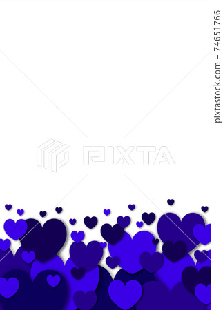 White Day Background Material Image of large and small blue / purple hearts springing up from below Vertical background White Other colors available 74651766