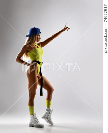 Sexy fitness woman with pouty lips in swimsuit 74652917