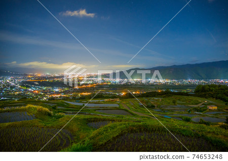 Night view and rice terraces 74653248