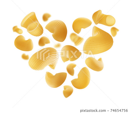 Italian pasta in the shape of a heart on a white background 74654756