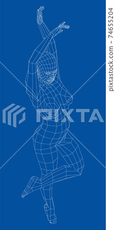 Wireframe ballerina in dance pose. Vector Wireframe ballerina in dance pose. Vector 74655204