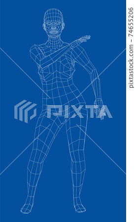 Wireframe ballerina in dance pose. Vector Wireframe ballerina in dance pose. Vector 74655206