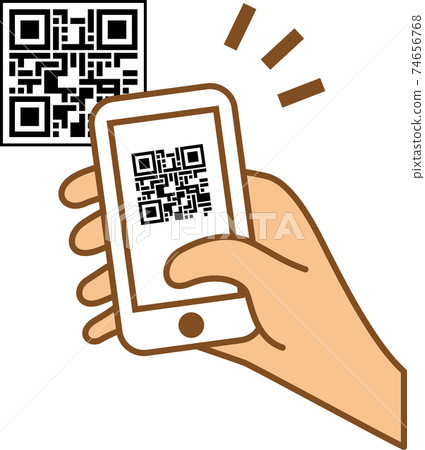 使用智能手機讀取QR碼的圖像插圖 使用智能手機讀取QR碼的圖像插圖 74656768