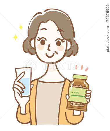 Middle-aged women with supplements 74656996
