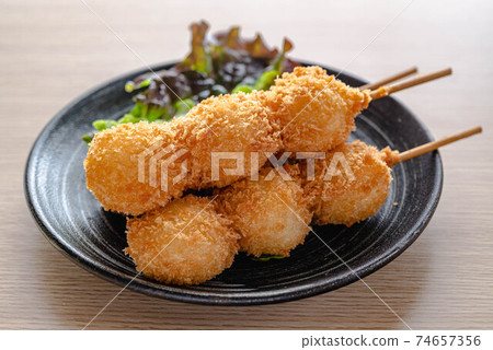 Fried quail egg skewers 74657356