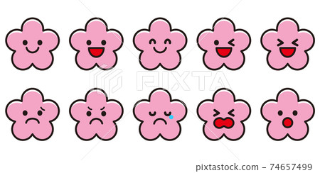 Flower various facial expressions icon material set 74657499