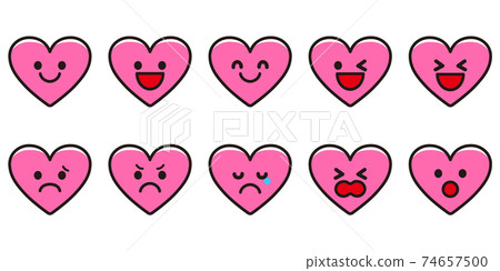 Heart Various facial expressions Icon material set Heart Various facial expressions Icon material set 74657500