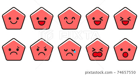 Pentagon Various facial expressions Icon material set Pentagon Various facial expressions Icon material set 74657550
