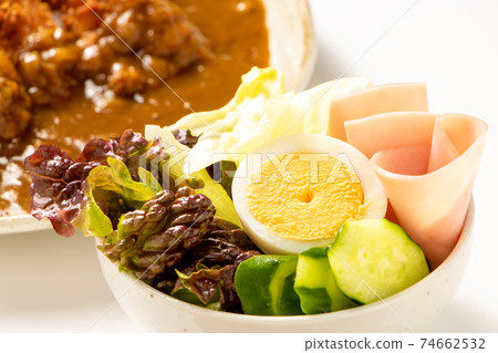 Ham, egg and vegetable salad. Ham, egg and vegetable salad. 74662532