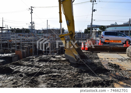 Construction machinery at civil construction site Construction machinery at civil construction site 74662701