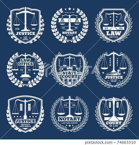 Notarial office vector icons, notary service signs 74663310