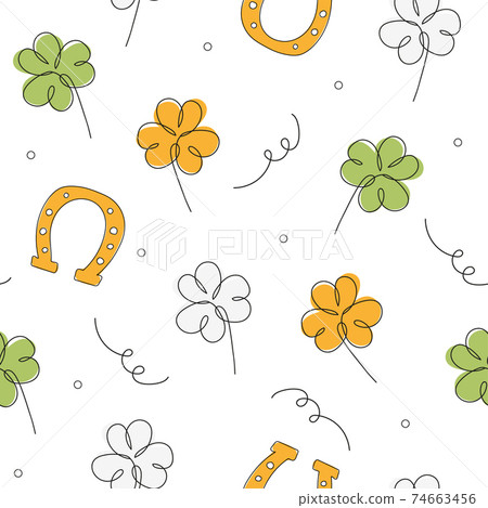 Seamless St.Patrick day background. Seamless minimalistic pattern with clover 74663456