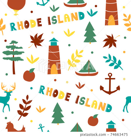 USA collection. Vector illustration of Rhode Island theme. State Symbols 74663475