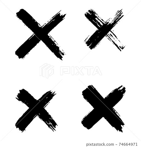 Hand drawn set of cross brush strokes. X black stripes collection. Cross sign graphic symbol. Vector Hand drawn set of cross brush strokes. X black stripes collection. Cross sign graphic symbol. Vector 74664971