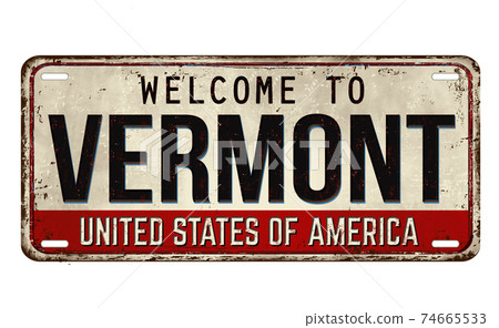Welcome to Vermont vintage rusty metal plate 74665533