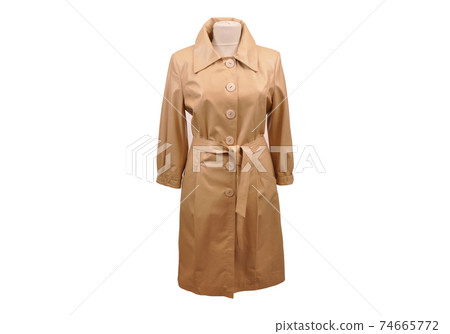 Beige women's leather jacket isolated on white background Beige women's leather jacket isolated on white background 74665772