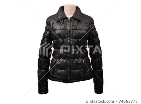 Black women's leather jacket isolated on white background Black women's leather jacket isolated on white background 74665773
