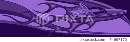 boat race with flames Vector illustration art 74667170