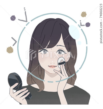 A woman who protects her skin with foundation 74668223