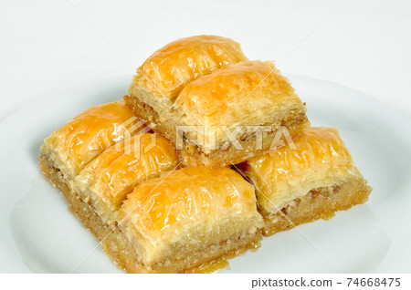 Baklava with walnut, one of the most beautiful desserts of Turkish cuisine 74668475