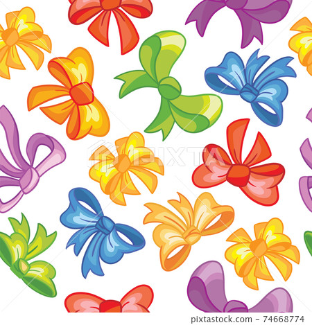 Seamless pattern with cute colorful bows on white background Seamless pattern with cute colorful bows on white background 74668774