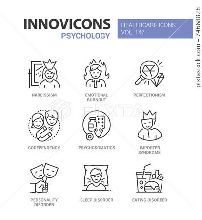Psychology concept - line design style icons set Psychology concept - line design style icons set 74668828