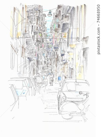 World heritage cityscape, alleys in Naples, Italy World heritage cityscape, alleys in Naples, Italy 74668950