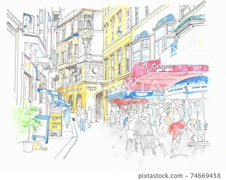 World heritage cityscape, cafe terrace in Graz, Austria World heritage cityscape, cafe terrace in Graz, Austria 74669458