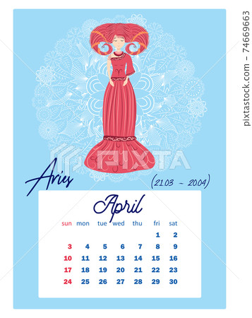 Horoscope vertical calendar for 2022 week Stock Illustration