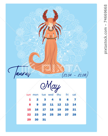 Horoscope vertical calendar for 2022 week Stock Illustration