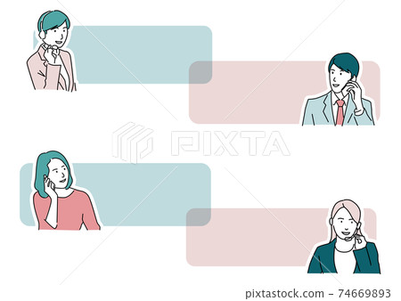 Illustration of exchanges at the call center 74669893