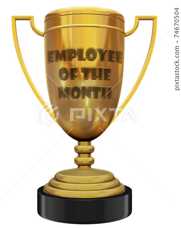 employee of the month trophy 3d rendering 74670504