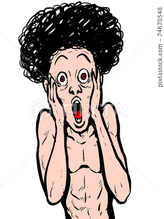 蒙克尖叫赤裸裸驚喜悲慘震驚禿頭非洲裔商人辦公室青年青年 74670548