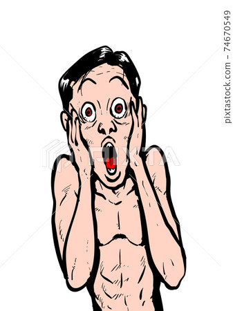 蒙克尖叫赤裸裸驚喜悲慘震驚禿頭非洲裔商人辦公室青年青年 74670549
