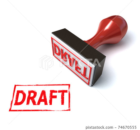 draft rubber stamp 3d rendering draft rubber stamp 3d rendering 74670555