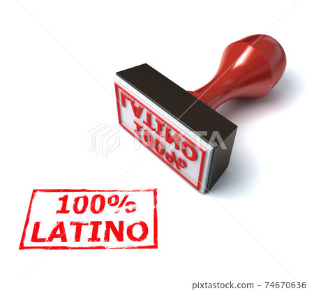100% Latino stamp 3d rendering 74670636
