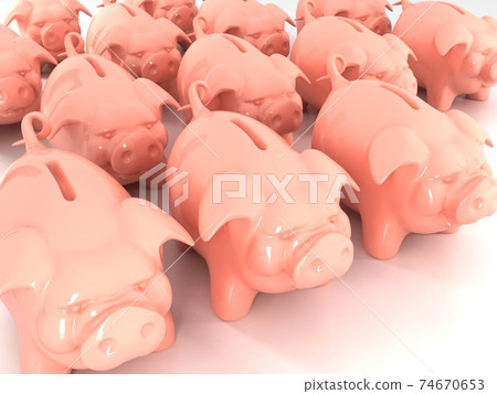 many piggy banks 3d rendering - Stock Illustration [74670653] - PIXTA