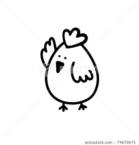 Cute Easter chick. Chicken isolated on a white background. vector illustration in the doodle style Cute Easter chick. Chicken isolated on a white background. vector illustration in the doodle style 74670675
